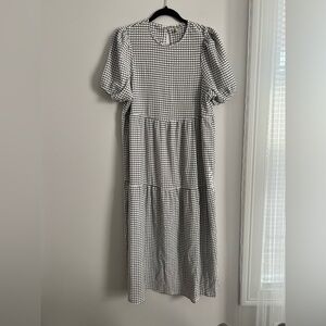 ASOS Monochrome Checkered Long Sleeve Dress